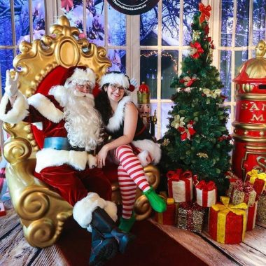 Christmas Tree Real Santa and Elf and Props